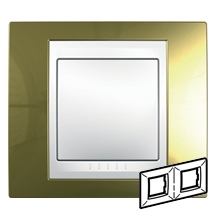 66004804 Рамка 2-ая верикальная. золото-бел Unica MGU66.004V.804