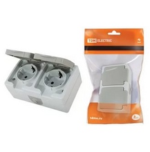 хххРозетка двойная 2П+3 (гориз.) ОУ с з/ш IP54 16А
