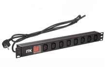 PDU 8 розеток нем. ст, с LED выкл,1U, шнур 2м вилка нем. ст ITK