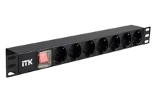 PDU 8 розеток нем. ст, с LED выкл, 1U, без шнура, вх. С14 ITK