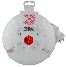 UR-4-7m-W без заземл, 2х0,75мм2, 4гн,7м белый  рулетка Удлинитель ЭРА