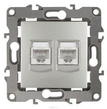 12-3108-03 Розетка информационная двойная 2ХRJ45 алюминий ЭРА