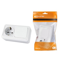 хххБлок комбинированный выкл.2-кл 10А+розетка 2П 10А 250В БКВР белый IP20