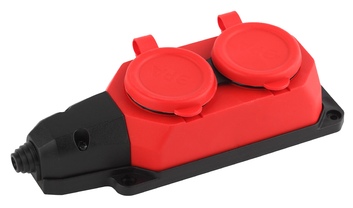 K-2e-RED-IP44 ЭРА Колодка каучуковая с/з 2гн 16A IP44 красная