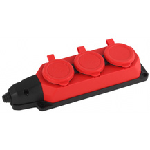 K-3e-RED-IP44 ЭРА Колодка каучуковая с/з 3гн 16A IP44 красная