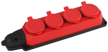 K-4e-RED-IP44 ЭРА Колодка каучуковая с/з 4гн 16A IP44 красная