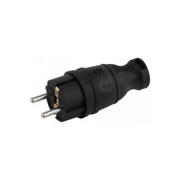 V8-B-IP44 ЭРА Вилка каучуковая з/з прямая 16A IP44 черная