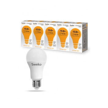 Светодиодная лампа Sweko 42 серия 42LED-A60-15W-230-4000K-E27