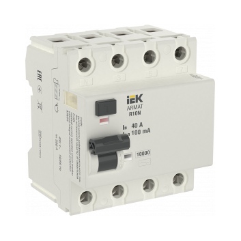 ARMAT Выключатель дифференциального тока R10N 4P 40А 100мА тип AC IEK