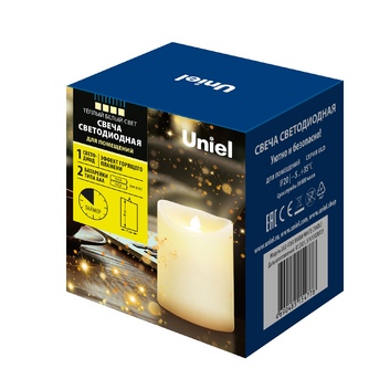 ULD-F061 WARM WHITE CANDLE Фигура светодиодная «Свеча» на батарейках 2ААА (не в/к). 1 светодиод. Теп