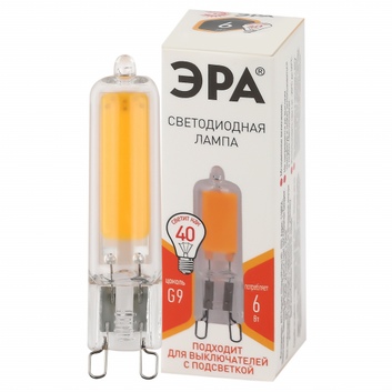 Лампа светодиодная ЭРА LED STD JCD-6W-GL-827-G9