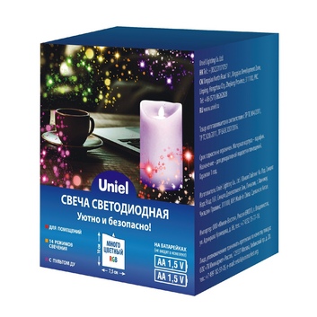 ULD-F052 RGB RC CANDLE Фигура светодиод, «Свеча» на батар, 2АА 1светод RGB Пульт ДУ Uniel