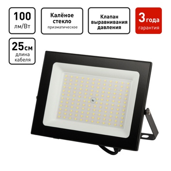 Светодиодный прожектор ЭРА LPR-062-0-65K-100 100Вт 10000лм 6500К IP65 призма 250х178х27