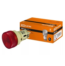 Лампа ENR-22 сигнальная d22мм красный неон-230В цилиндр TDM