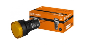 Лампа AD22DS (LED) матрица d22мм желтый 12В AC\DC TDM