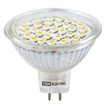 Лампа светодиодная MR16-5 Вт-12 В -3000 К–GU 5,3 SMD TDM
