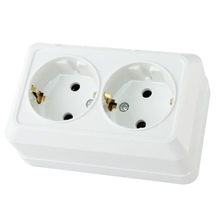 хххРозетка двойная 2П+З ОУ IP20 16А, белая