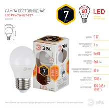 Лампа светодиодная ЭРА STD LED P45-7w-827-E27