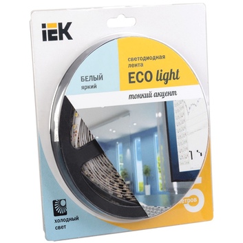 Лента светодиодная LSR-3528W120-9.6-IP20-12V IEK-eco-5м  LED блистер