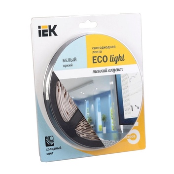 Лента светодиодная LSR-3528W60-4.8-IP20-12V  белый цвет IEK-eco-5м  LED блистер СНЯТ