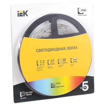 Лента светодиодная LSR-5050RGB30-7,2-IP65-12V LED 5м  IEK