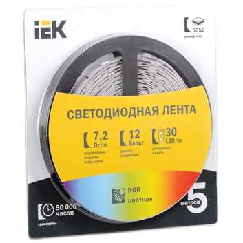 Лента светодиодная LSR-5050RGB30-7,2-IP20-12V LED 5м  IEK