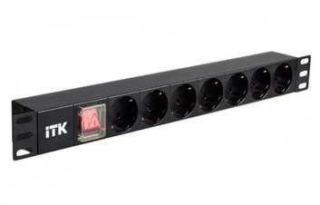 PDU 8 розеток нем. ст, с LED выкл, 1U, без шнура, вх. С14 ITK