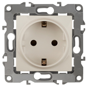 12-2101-02 Розетка 2Р+Е 16АХ-250В слоновая кость Schuko ЭРА