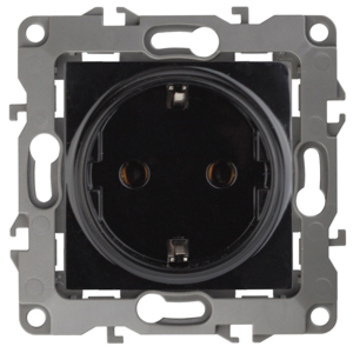 12-2101-06 Розетка 2Р+Е 16АХ-250В черный Schuko ЭРА