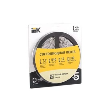 Лента светодиодная LSR-3528W-WW120-9,6-IP20-12V  LED 5м IEK