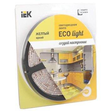 Лента светодиодная LSR-3528Y60-4.8-IP20-12V IEK-eco-5м  LED блистер