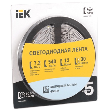 Лента светодиодная LSR-5050W30-7,2-IP20-12V LED 5м  IEK