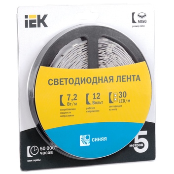 Лента светодиодная LSR-5050B30-7,2-IP65-12V синий цвет LED 5м  IEK