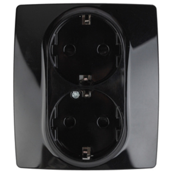 12-2104-06 Розетка 2X2Р+Е 16АХ-250В со шторками черный Schuko ЭРА