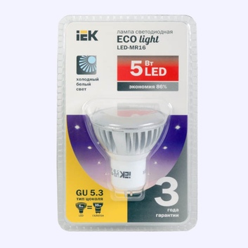 MR16 софит 5 Вт 230 В 4000К GU5.3 Лампа светодиодная IEK-eco