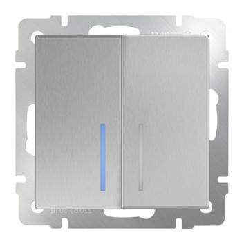 WL06-SW-2G-LED Выключатель двухклавишный с подсветкой (серебряный) Werkel