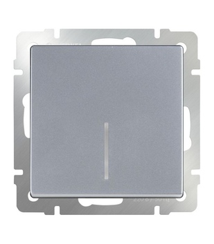 WL06-SW-1G-2W-LED Выключатель однокл. проходной с подсветкой (серебряный) Werkel