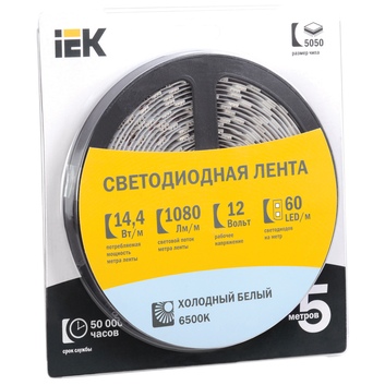 Лента светодиодная LSR-5050W60-14,4-IP65-12V LED 5м IEK