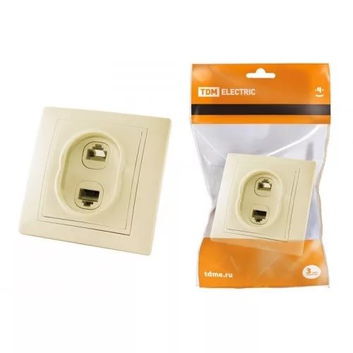 Розетка телефонная RJ11+ компьютерная RJ45 слон.кость