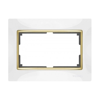 WL03-Frame-01-DBL-ivory GD Рамка для двойной розетки (слоновая кость-золото) Werkel