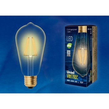 LED-ST64-5W/GOLDEN/E27 GLV22GO Лампа светодиодная Vintage/Конус.Uniel