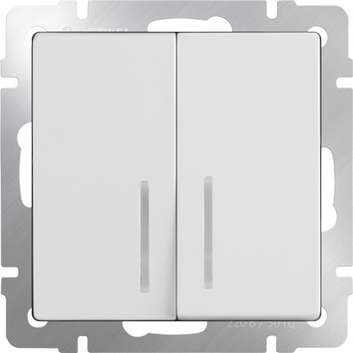 WL01-SW-2G-2W-LED Выключатель двухклавишный проходной с подсв.(белый) Werkel