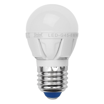 LED-G45-6W/NW/E27/FR/DIM/PLP01WH  лампа светодиодная Uniel