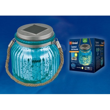 USL-M-210/GN120 BLUE JAR Садовый светильник на солн. бат.теплый белый свет P44 UNIEL