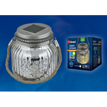 USL-M-211/GN120 SILVER JAR Садовый светильник на солн. бат.теплый белый свет P44 UNIEL