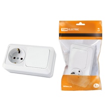 хххБлок комбинированный выкл.1-кл 10А+розетка 2П+3 16А 250В БКВР белый IP20