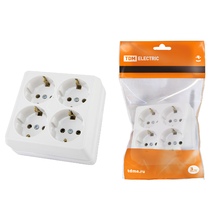 хххРозетка четырехместная 2П+3 ОУ 16А белая IP20