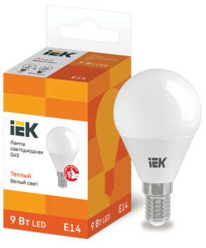G45 шар 9Вт 230В 3000К Е14 Лампа светодиодная IEK-eco