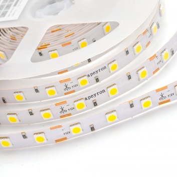 Лента светодиодная SMD2835 60LED/m 12V IP23 8мм открытая теплый белый  12В (141-336)