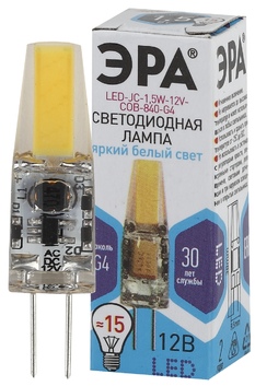 Лампа светодиодная ЭРА LED smd JC-1.5w-840-G4-12V-COB